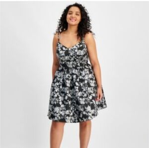 Black and White Sleeveless Spaghetti Strap Mini Sundress